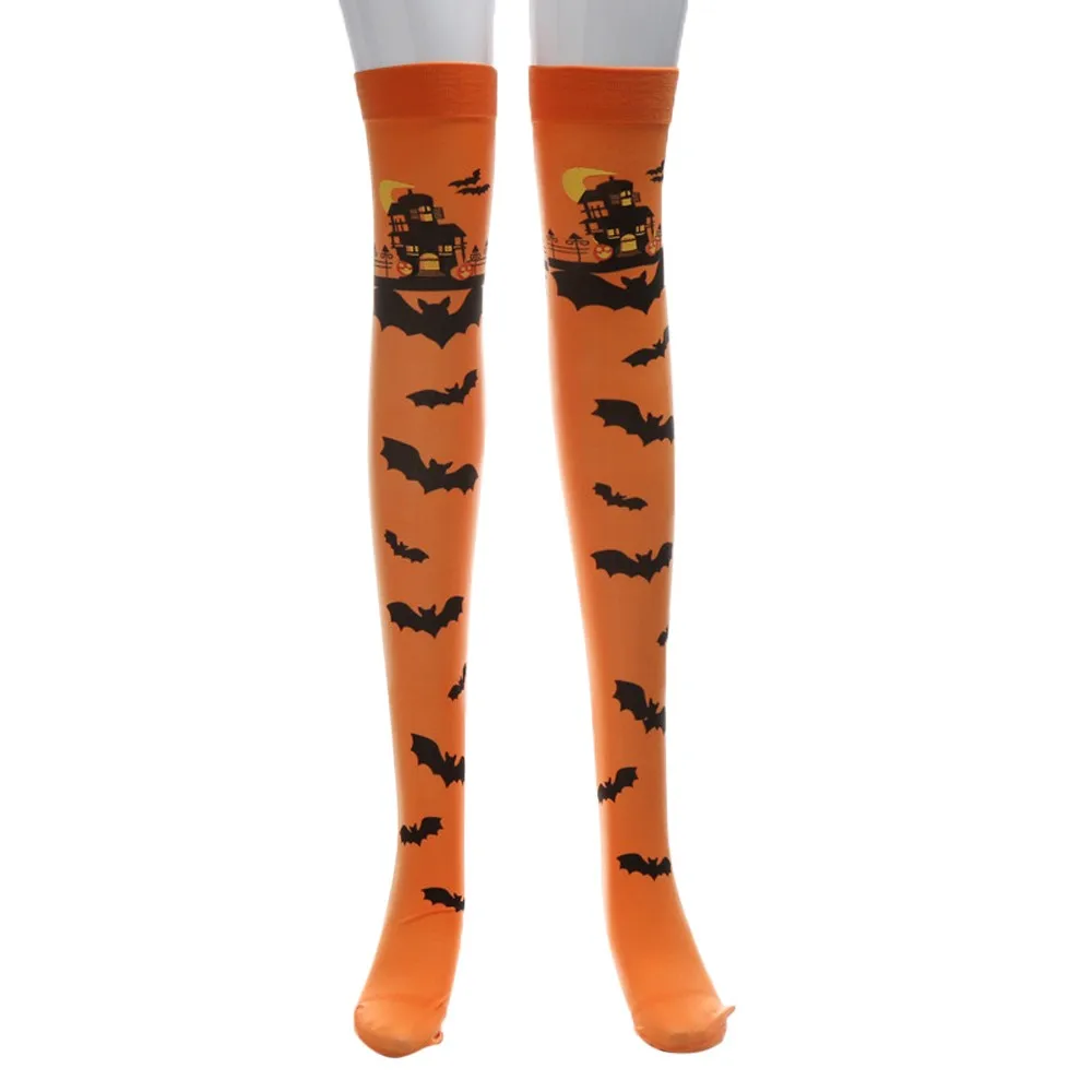 

Длинные носки до колена с принтом на Хэллоуин, новинка 2023, чулки, костюм на Хэллоуин, пасхальные носки, спортивные, снижающие варикозное расширение вен, Потертость мышц