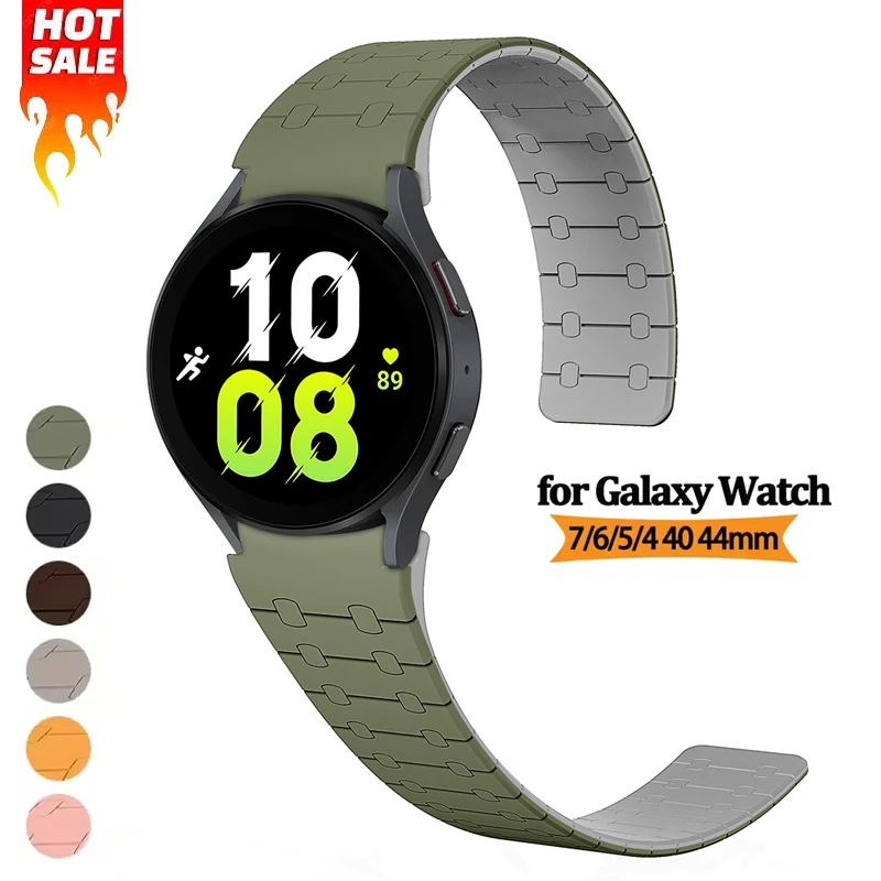 Фото Магнитный силиконовый ремешок для Samsung Galaxy Watch 7 6 5 4 40 44 мм 6 Classic 43 мм 47 мм спортивный браслет для Galaxy 5 Pro 45 №1