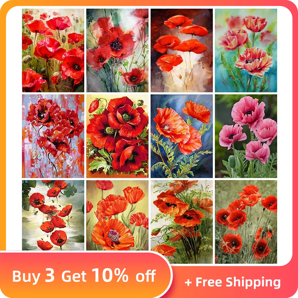 

Evershine Diamond Painting Poppy Diamond Embroidery Flowers Full Square/Round Drill 5D DIY Cross Stitch Mosaic Sale Home Decor