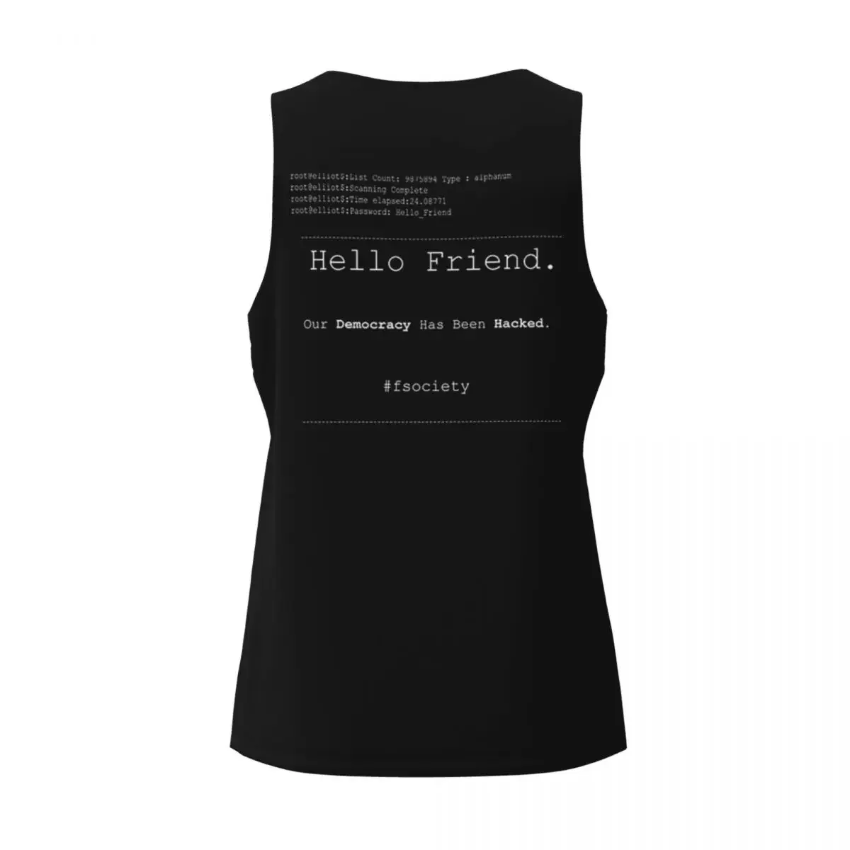 Фото Быстросохнущая майка Quick Dry Mr Robot Hello Friend Fsociety для спортзала, без рукавов, для бодибилдинга, дышащая, для фитнеса №3
