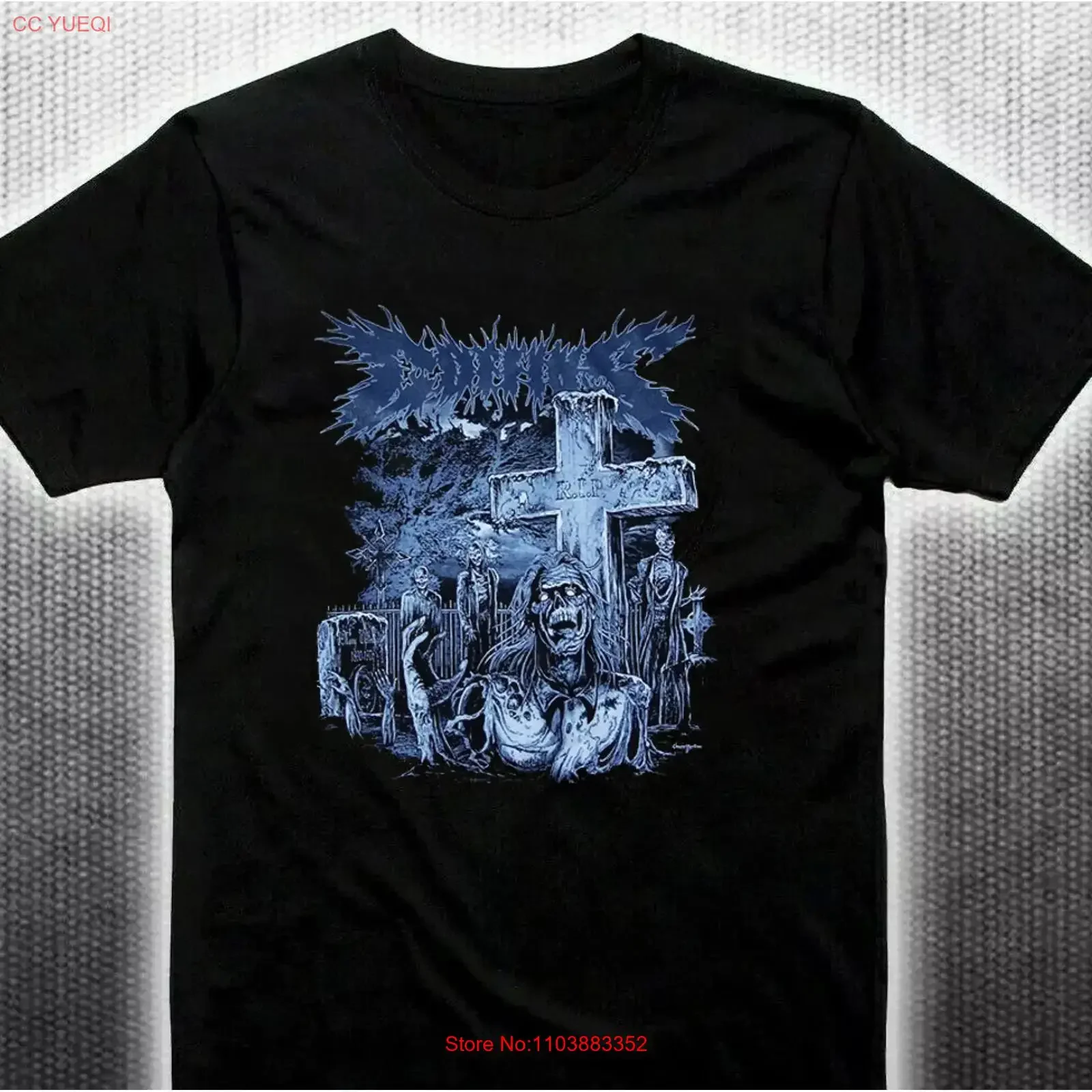 Фото Футболка COFFINS Buried Death Black, все размеры S-5XL, T122, винтажная, с эффектом потертости, уличная мода, повседневная, эластичная, дизайнерская одежда, модная. №1