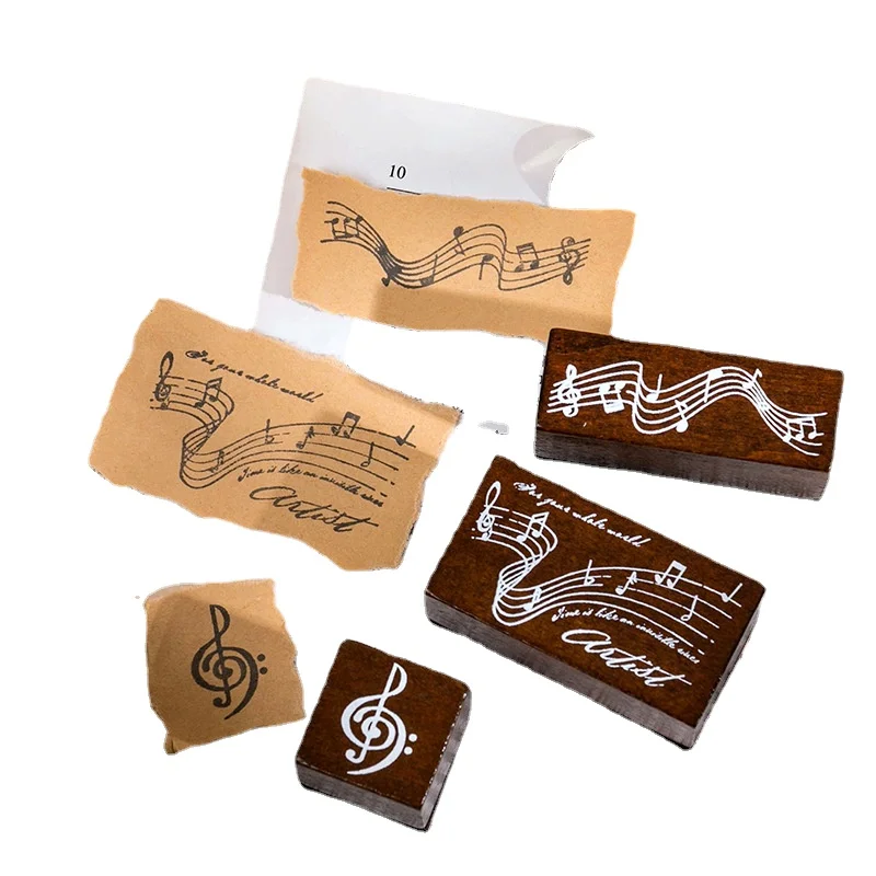 

Wooden Seal Decorative Scrapbooking Material Vintage Aesthetics Musical Note Stamps For Scrapbooking Stationery DIY 2022 New