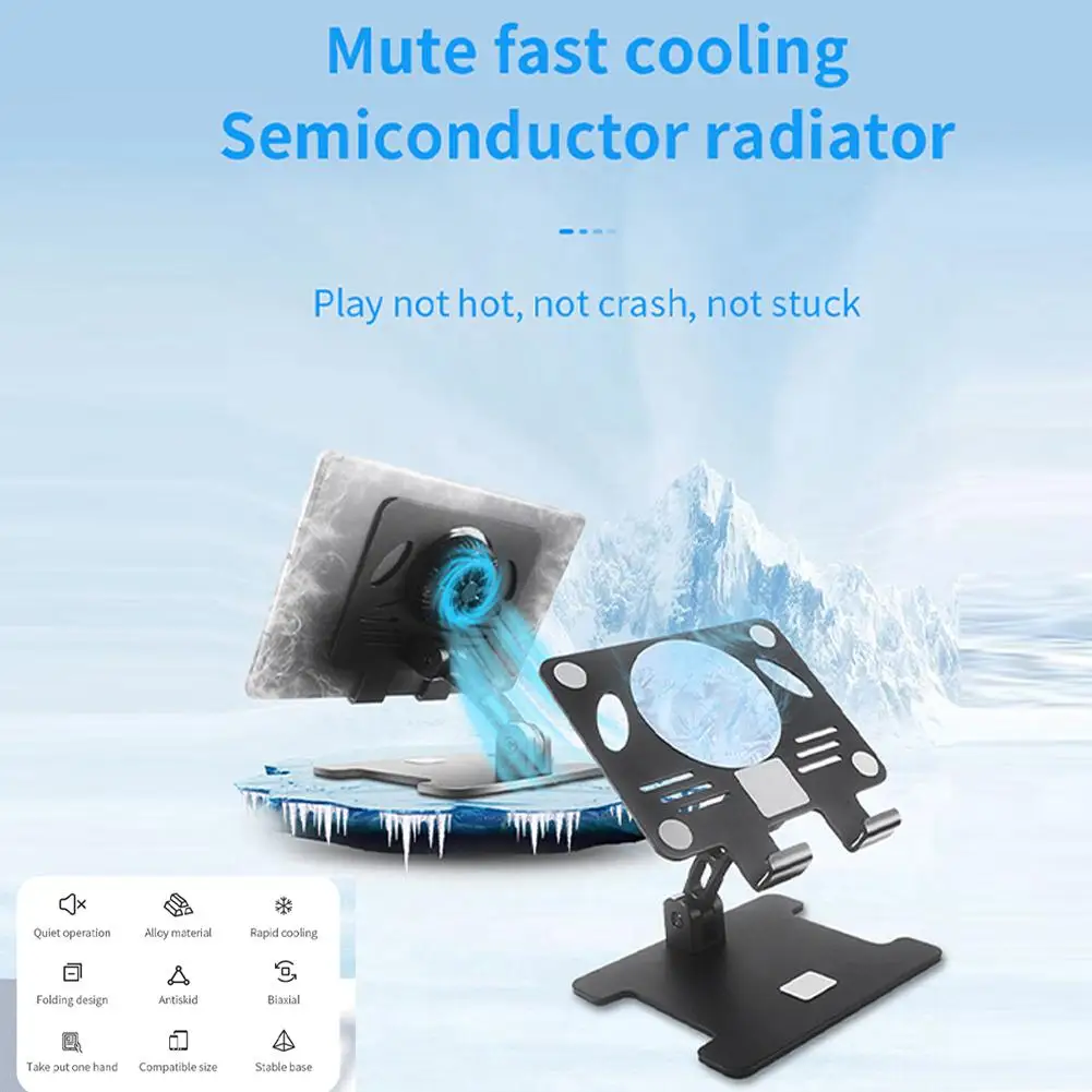 

Foldable Desktop Laptop Stand Semiconductor Radiator Tablet Stand With Cooling Fan Heat Dissipation Compatible For Ipad