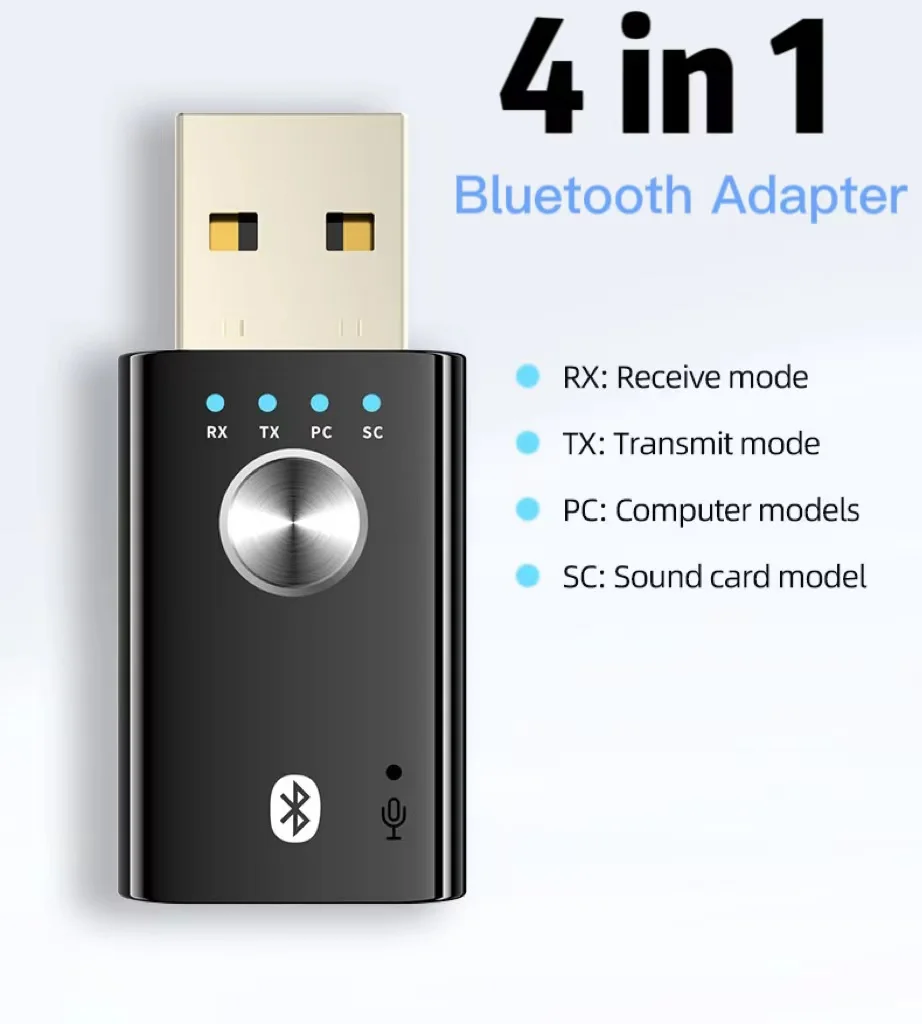 

4 IN 1 USB Bluetooth Adapter 5.1 Stereo Music Audio Receiver Transmitter For PC TV Headphone WIth Mic Wireless Bluetooth Dongle