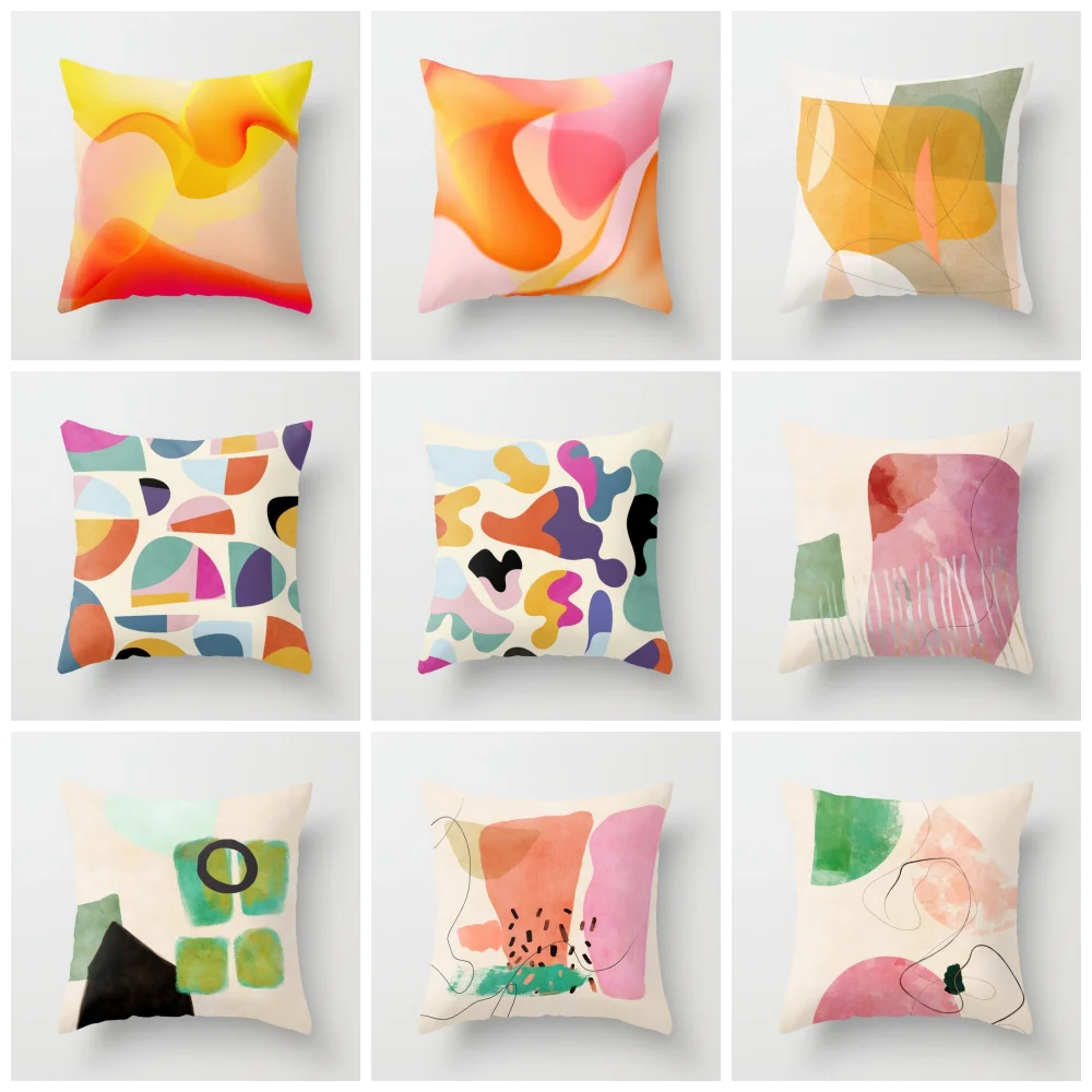 

Fashion Fresh Yellow Cute Pillows Case Geometry Floral Cushion Case Modern Decorative Throw Pillows Bed Sofa Couch40,45,50,60CM