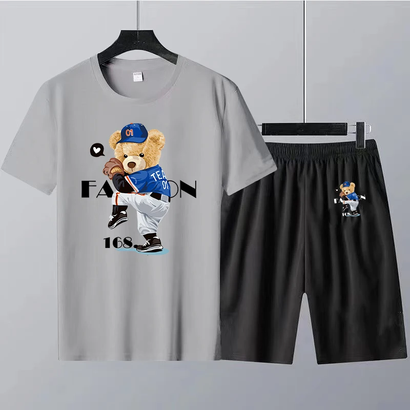 Summer Men T-shirt Street Teddy Bear Selfie Swag Girl Print Men Tops Casual Fashion T Shirt Mens Short Sleeve Hip Hop Streetwear