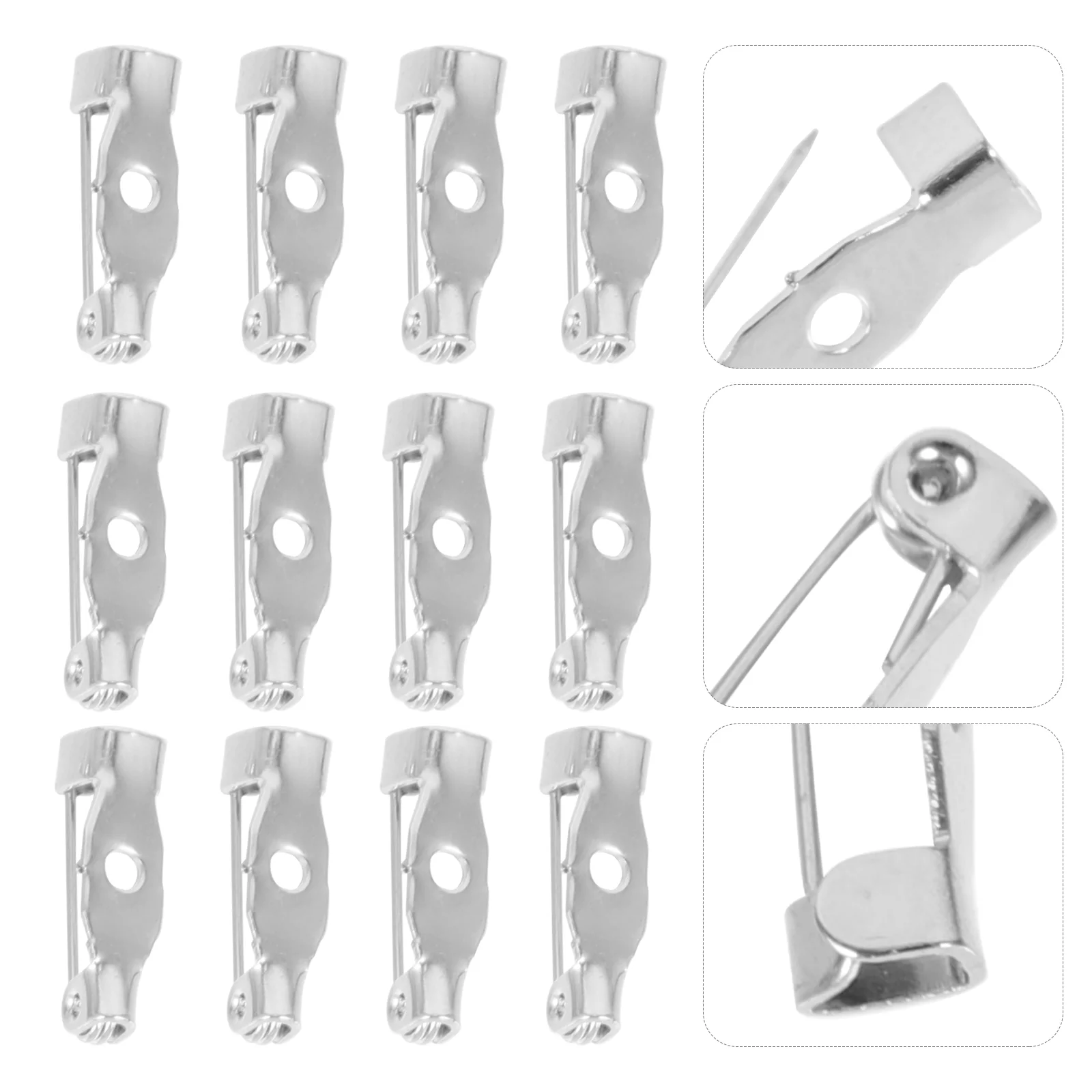 

100 Pcs Hand Jewelry Three Hole Brooch Safety DIY Pin Supplies Locking Backs Decorative Convenient Clothing Fixed Iron