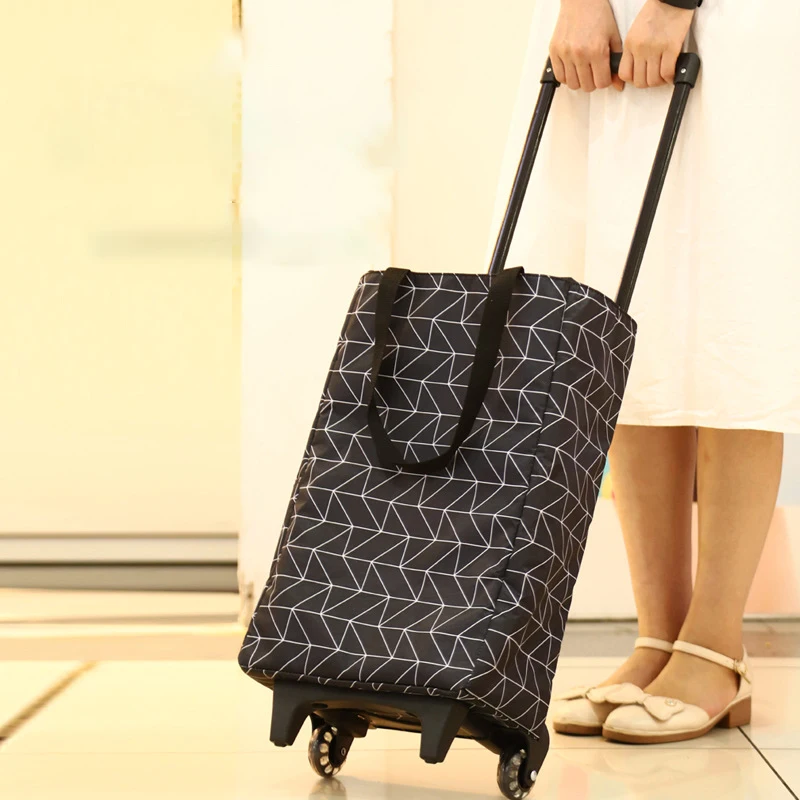 

Wheels Food Cart Bag Women's Fruit Shopping Vegetable Bags Bag With Trolley Organizer Pull Storage Big Shopping Portable Folding