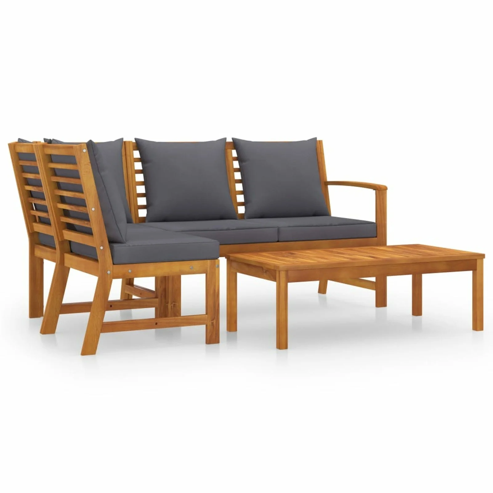 

4 Piece Garden Lounge Set with Cushion Solid Acacia Wood