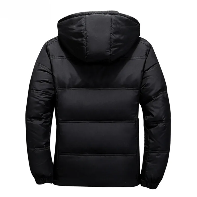 Jaket Bebek Putih Baru Pria Musim Dingin Hangat Warna Solid Berkerudung Mantel Tebal Bebek Jaket Pria Jaket Luar Musim Dingin