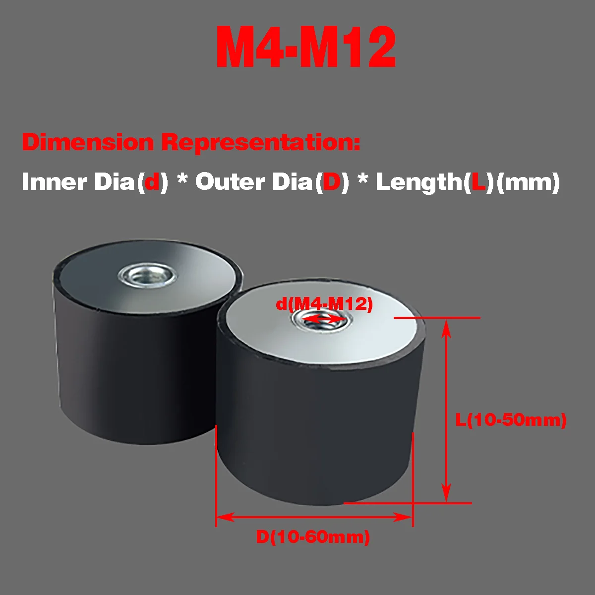 

Резиновая амортизационная прокладка/Внутренняя резьба на обоих концах амортизирующей винтовой колонки