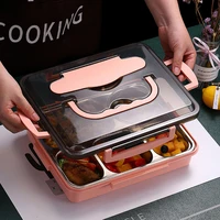 lunch box stainless steel bento box double compartment portable insulated compartment heating container office staff student