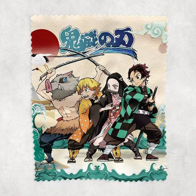 Фото Demon Slayer Kamado Tanjirou Nezuko Agatsuma Zenitsu аниме мультяшный узор чистящая ткань креативная студенческая салфетка для очков №3
