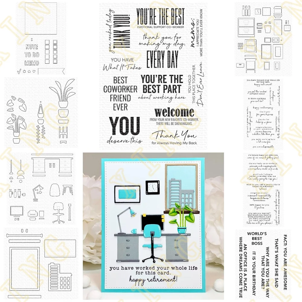 

Breakroom Buddies Note Sentiments New Metal Cutting Dies Stamps Scrapbook Diary Secoration Embossing Template DIY Greeting Card