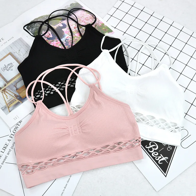 

2022New Women's Erotic Lingerie Sexy Girl Sports Bra Vest Comfortable and Breathable Pure Cotton Ladies Underwear Hollow Bra