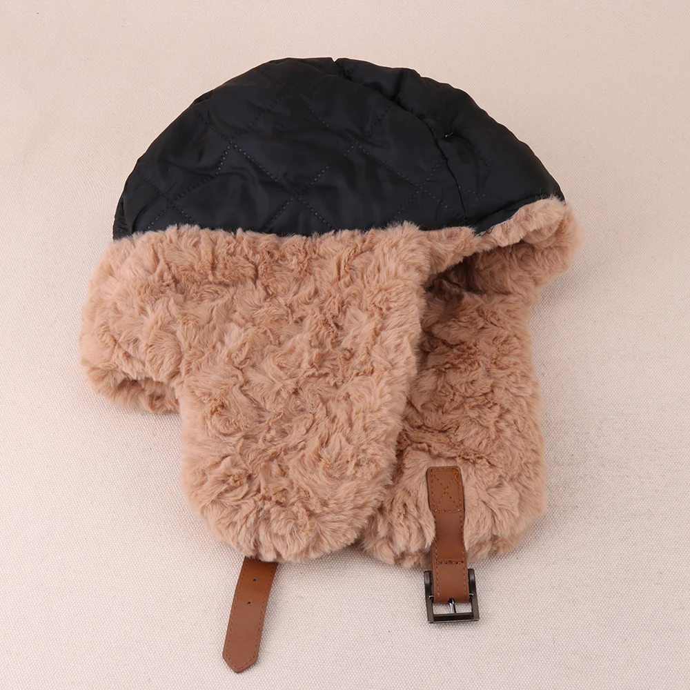 Однотонная шапка-ушанка из искусственного кроличьего меха для мужчин и женщин