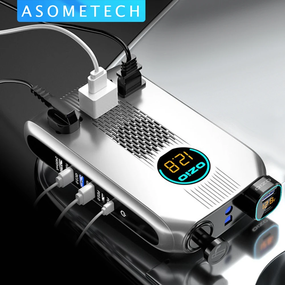  200 Вт 6 USB Автомобильное зарядное устройство Быстрая Зарядка 12В 24В автомобильный инвертор PD QC 3.0 автомобильное usb-устройство для зарядки…