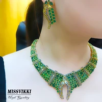 missvikki 4pcs luxury gorgeous green necklace bracelet earring ring jewelry set dubai bridal engagement wedding women jewellery