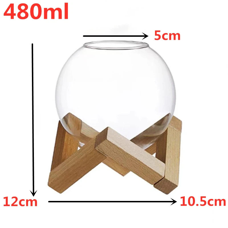 Сферический бокал для коктейля 480 мл с деревянной подставкой уникальная форма