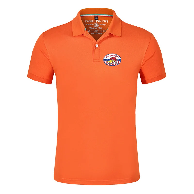 Мужская хлопковая рубашка-поло с воротником лацканами и логотипом