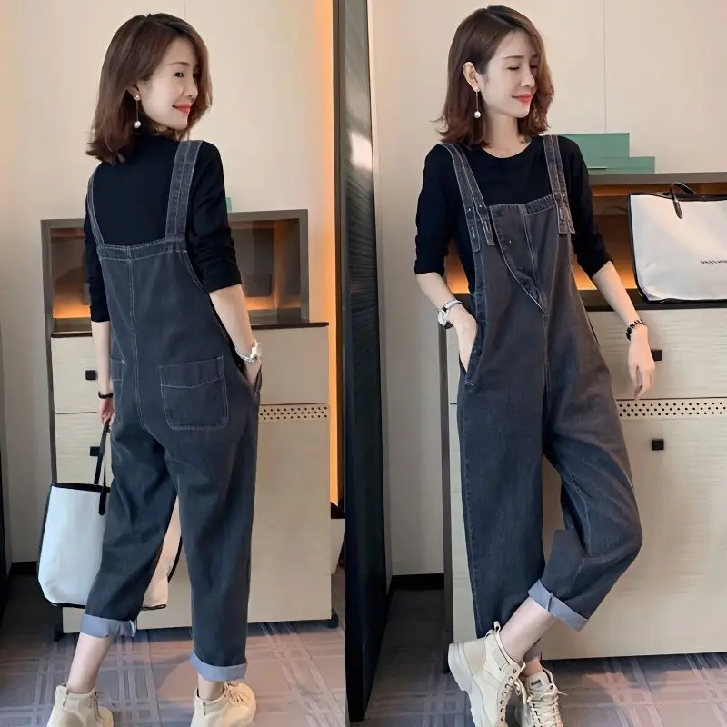 

Woman Retro Overalls Jeans for Female Fashion Denim Romper Jumpsuit Summer Loose Size High Street Baggy Trousers Bodysuit G354