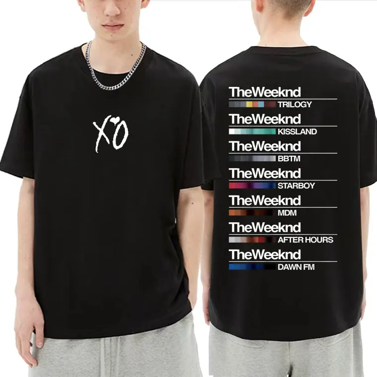 

The Weeknd X'o Double Sided Printed Tshirt Short Sleeve Men Women Fashion Loose O Collar T Shirt Men's Hip Hop Oversized T-shirt