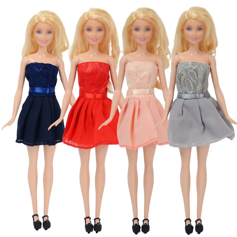 

4 Pcs Pack Free Shipping Designed Mini Dresses for 30cm Doll Fashion Gorgeous Style Party Wedding Dresses Accessories for Barbie