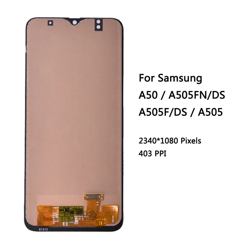 

Сенсорный ЖК-дисплей с дигитайзером в сборе для Samsung Galaxy A50, A505FN/DS, A505F/DS, A505, чёрный, с рамкой/без рамки