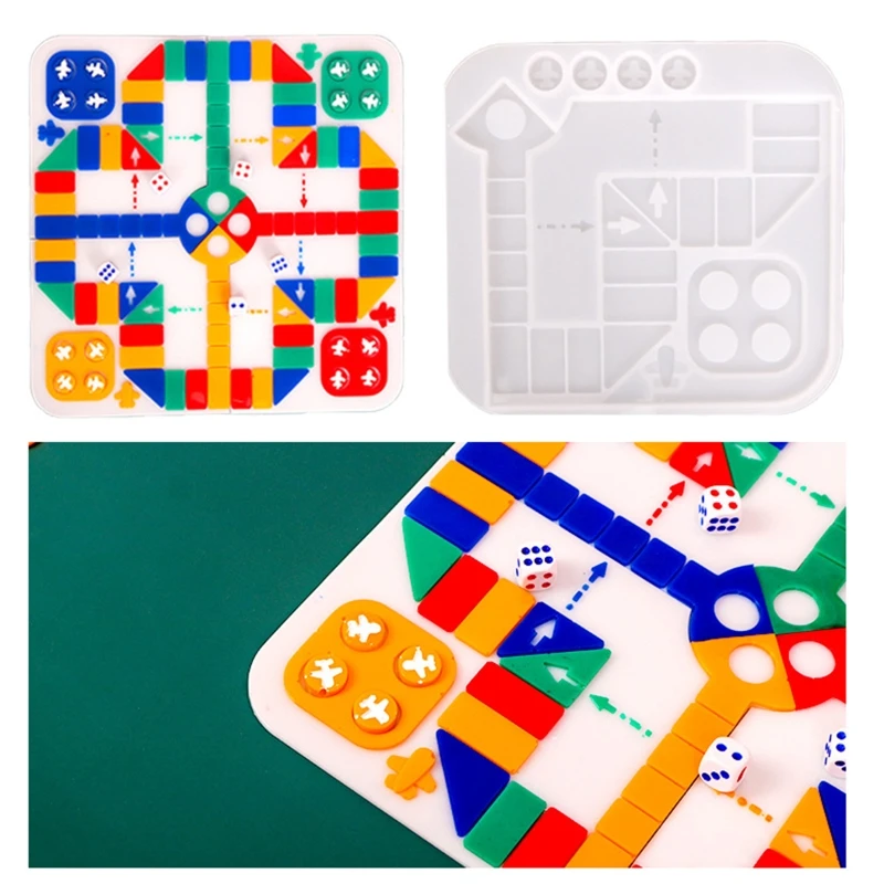 

Craeative Flying Chess Resin Silicone Mold Chess Epoxy Casting Mold for Kid Adult Family to DIY Art Crafts Home Decor