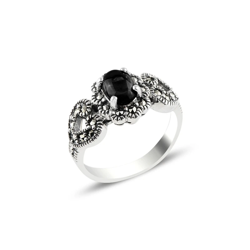 

Серебряное кольцо 925 пробы Onyx & Marcasite