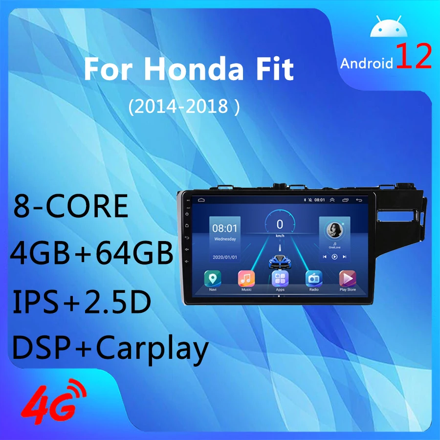 

Android 12,0 4G + WIFI 8 ядер 4 + 64 ГБ Carplay DSP AM AHD GPS навигация автомобильный Радио медиаплеер для Honda Fit 2014-2018