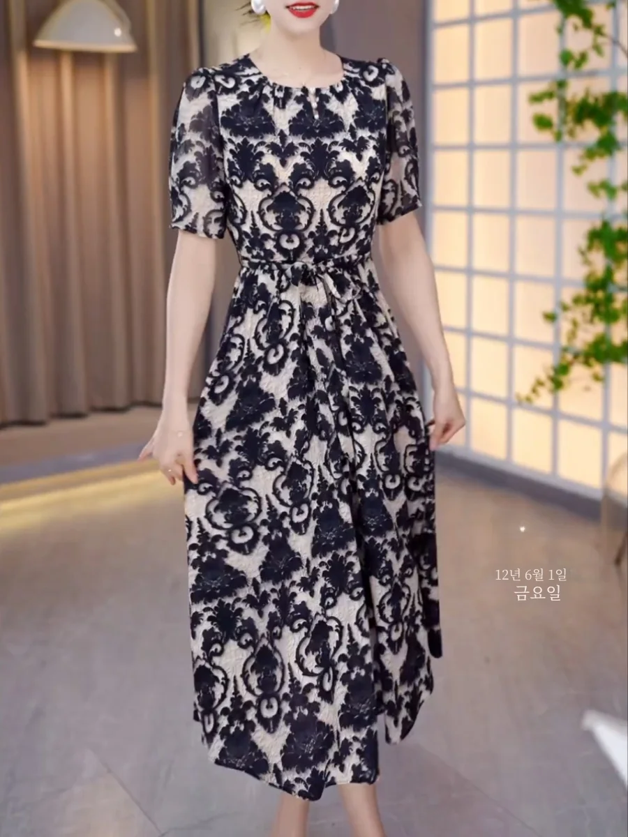 Модное женское роскошное платье с коротким рукавом Новинка лета 2024 изысканная