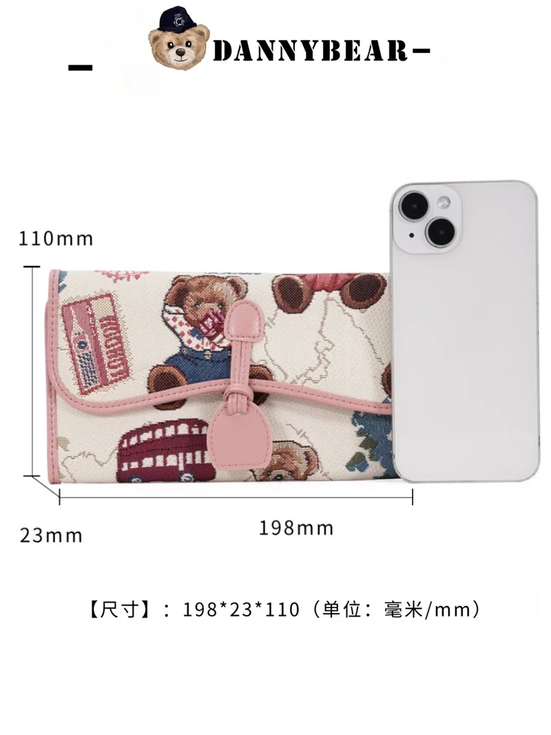 2024 Длинный кошелек с медведем Дэнни Zero милый мультяшный женский Большая