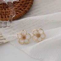 2021 korean sweet transparent acrylic flower stud earrings for women fashion elegant non pierced earring bijoux party gifts