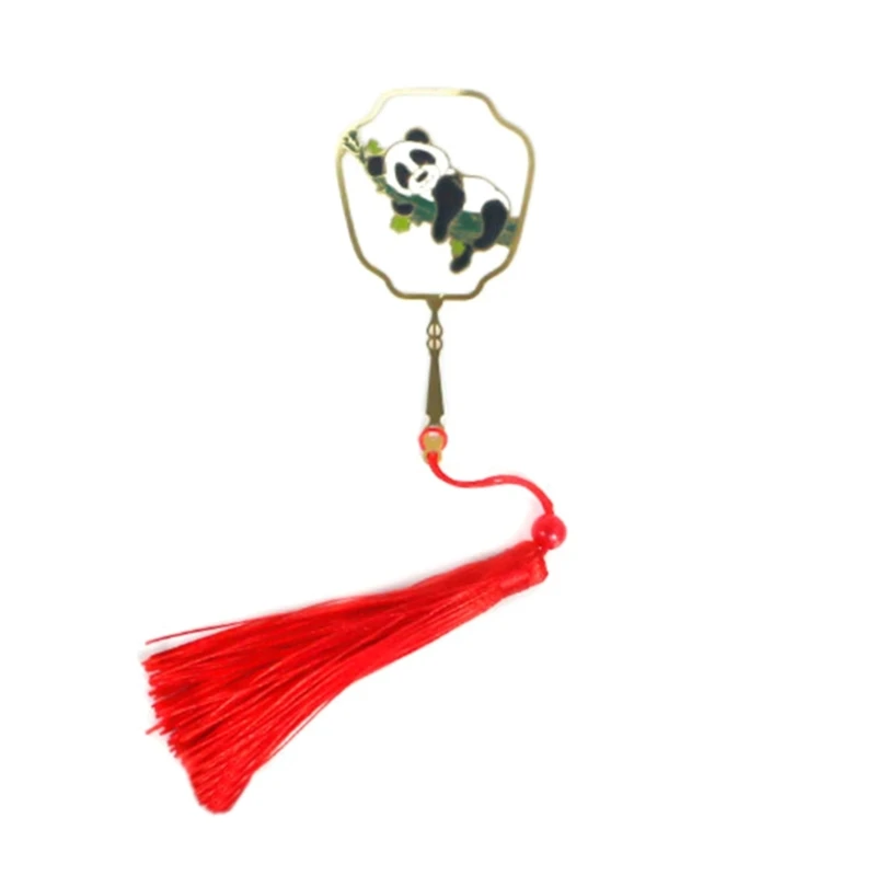 

Китайская металлическая закладка с кисточкой/подвесками Закладка для чтения Милая закладка с пандой