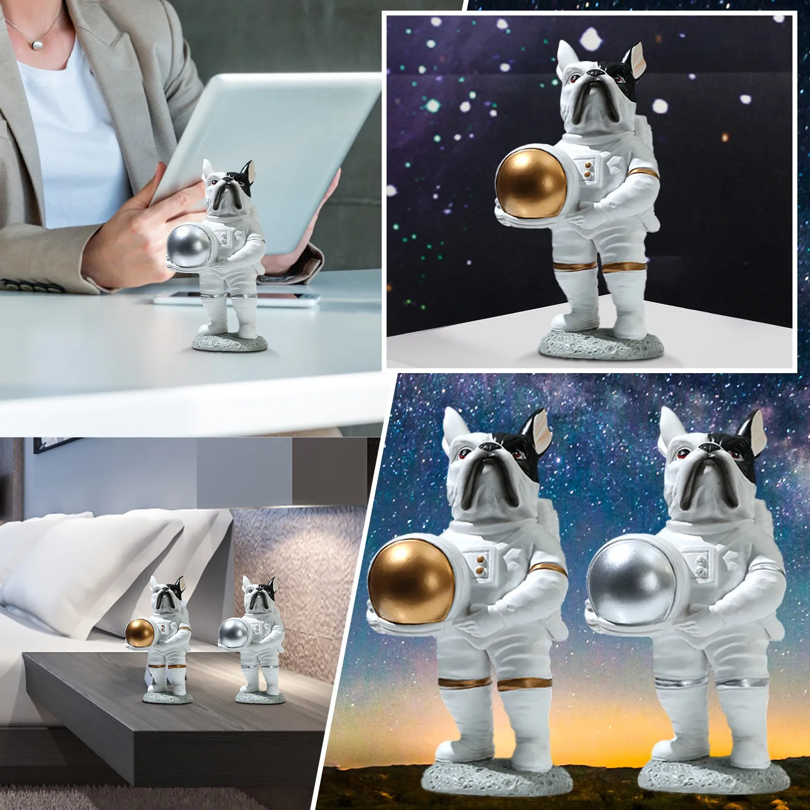 

Sunflower Christmas Ornaments Set Astronaut Figurine Decor Polyresin Astronaut Statue Space Dog For Ornament Space Themed