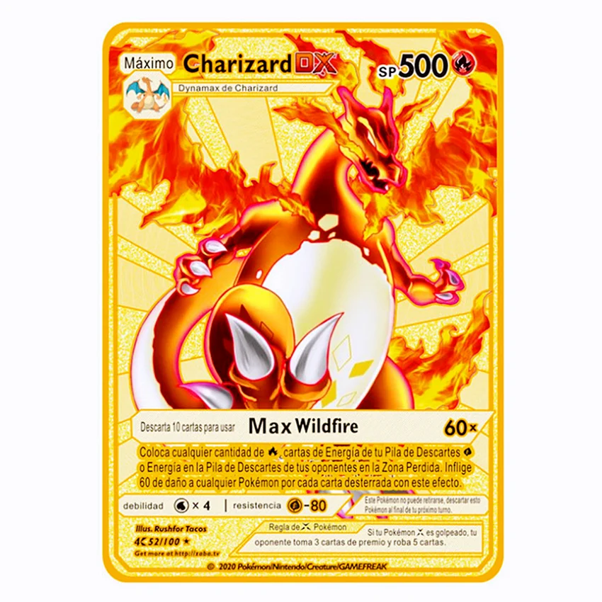 

Pokemon Iron Shinny Card Golden Metal Cards Pikachu Mewtwo Charizard Vmax GX EX Pokemon Cards Game Collection Card Gift for Kids