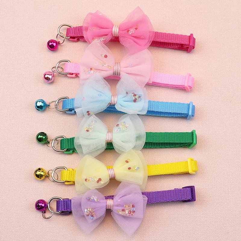 

Pet Accessories Pet Collars Bow Collars Dog Collars Cute Cat Collars With Bells Cat Ornaments Adjustable Neck Strap Collar