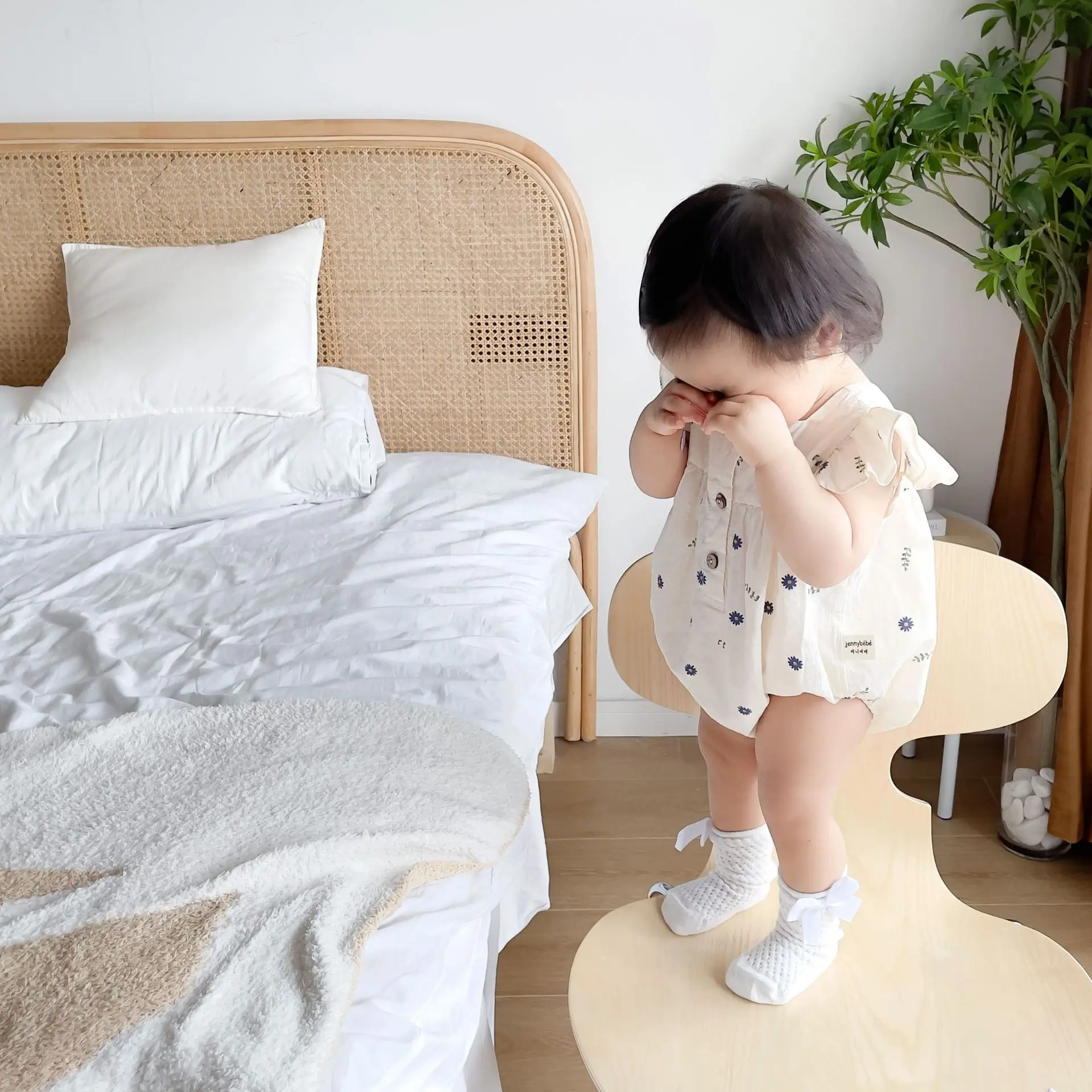 2022 Summer New Baby Girl Short Sleeve Bodysuit Cute Flower Print Jumpsuit For Infant Girl Princess Loose Clothes 6M-3T