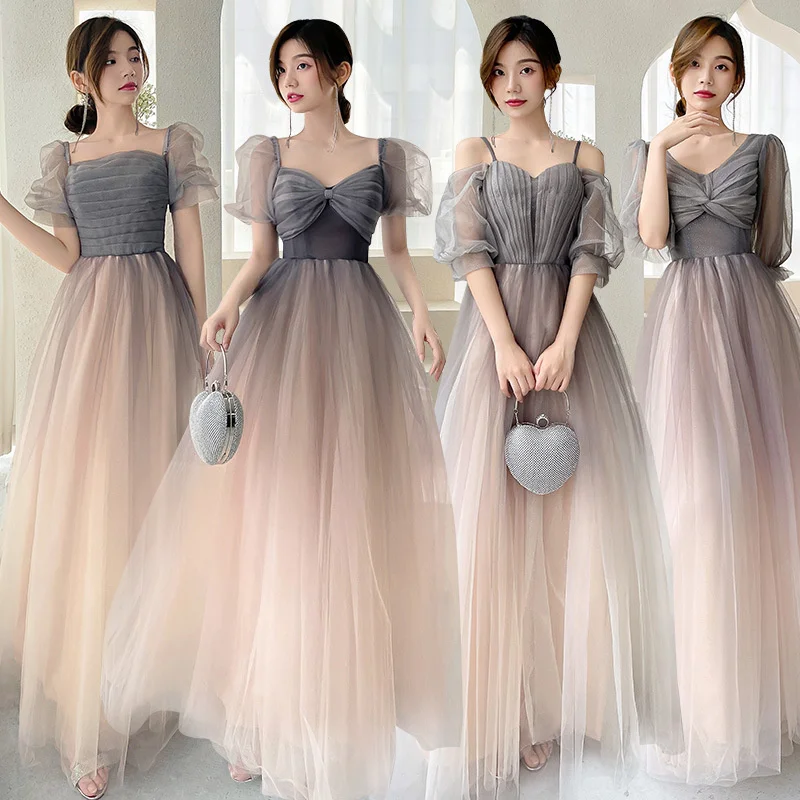 

Bridesmaid Dress Female Grey 2023 New Slim Fairy Style Wedding Sisters Dress Elegant Dress Women for Wedding Party