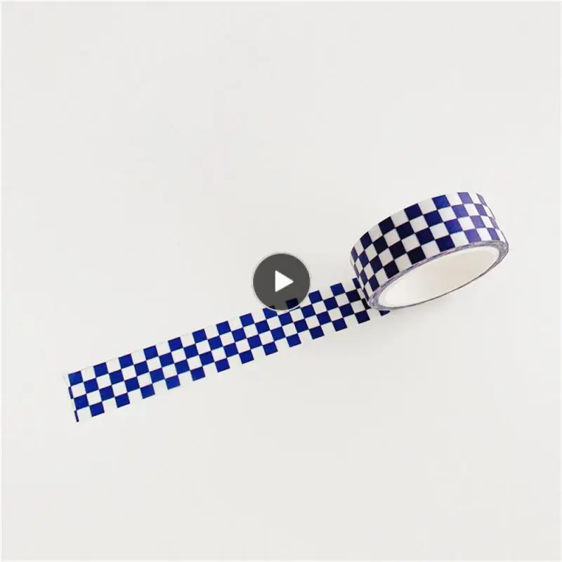 

Tape Stickers Elegant Unique Klein Blue Check Pattern Design Decorative Stickers Creativity Easy To Use Material Paste Notebook