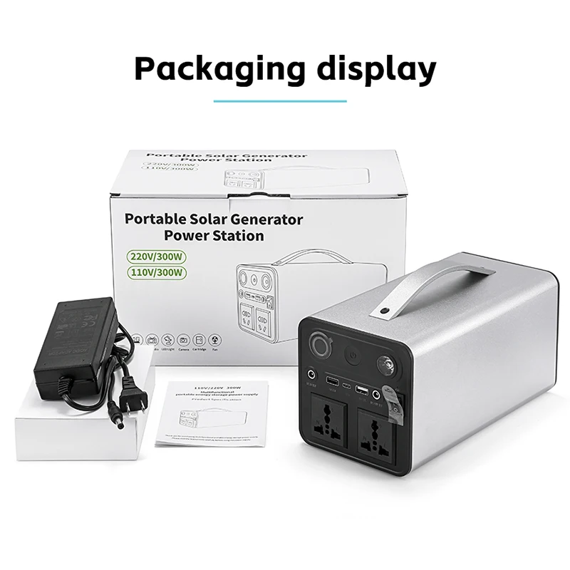 

90000mAh UPS Solar Generator Power Supply Station 300W Portable Auxiliary Battery Power Bank Inverter USB C PD for Outdoor