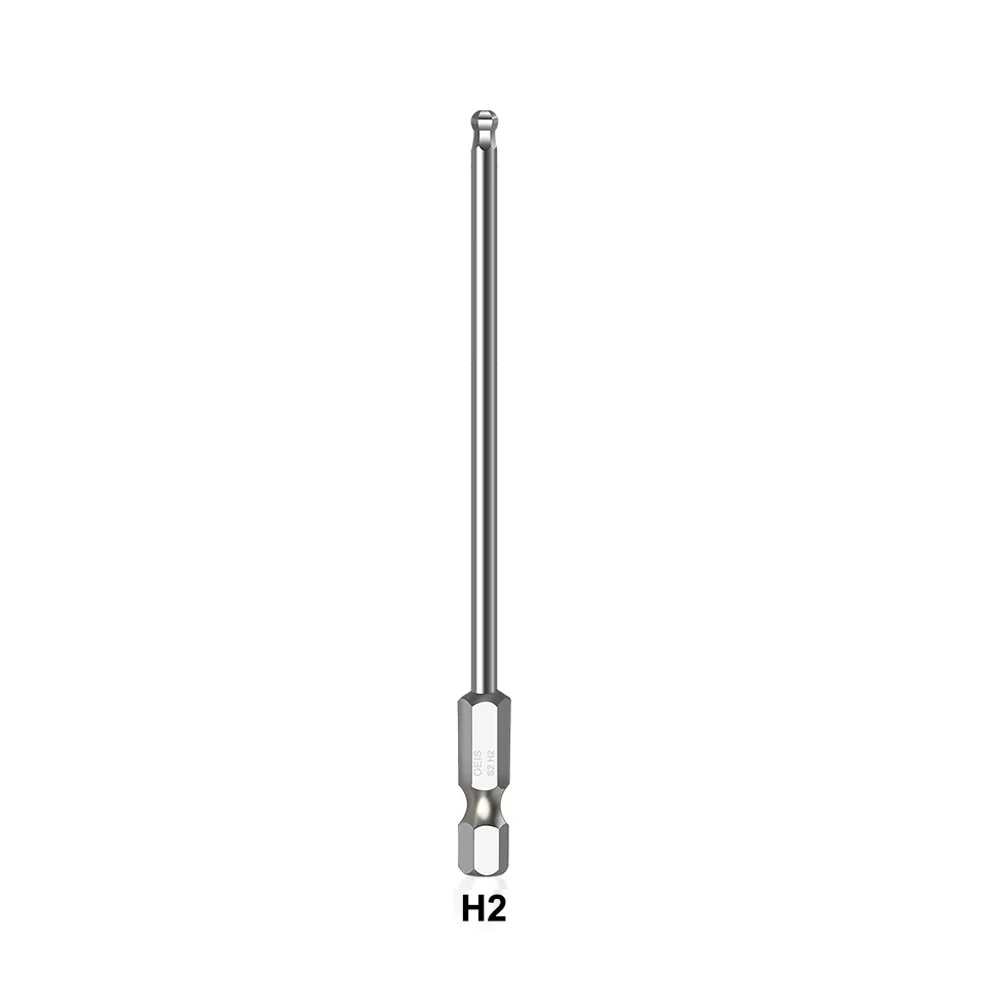 

100mm Ball End Screwdriver Bit H1.5/2/2.5/3/4/5/6/8/10 6.35mm Hex Shank Driver Bit Magnetic Metric S2 Alloy Steel Tool Part
