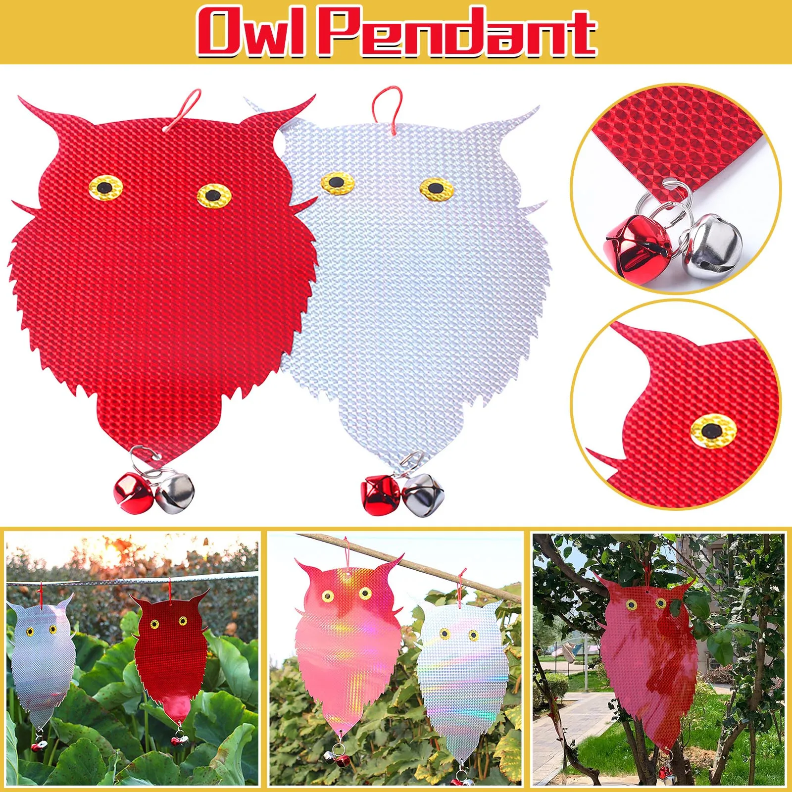 

Pet Friendly Mouse Owl Hanging Driving Bird Material Owl Reflective Bird Driving Sided Double Farm Patio Lawn & Garden Large