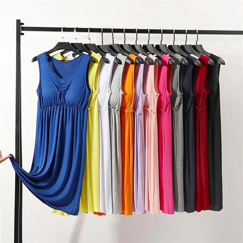 

2022 Thin sleeveless bottom Loose V-neck halter sundress Charmodale Dress Padded nightdress