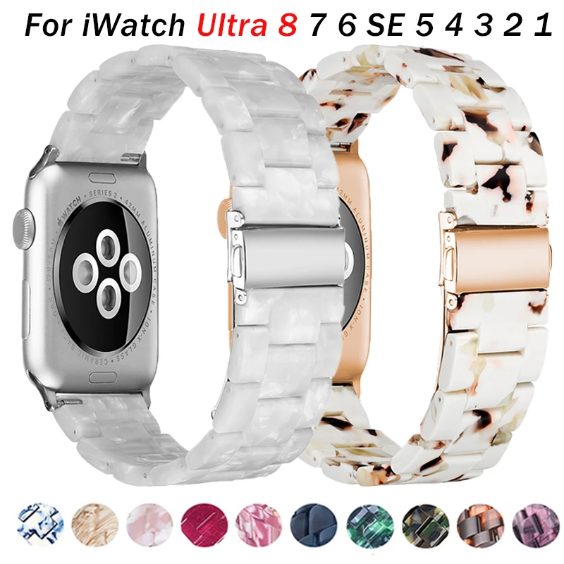 Resin Strap for Apple Watch Band 44mm 40mm 45mm 41mm 42mm 38mm Ultra 49mm Woman Wristband for iWatch Series 7 6 5 4 3 2 SE 8 45