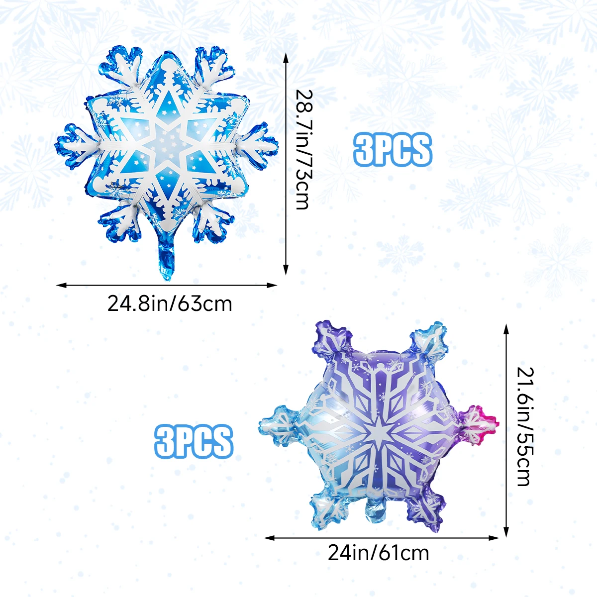 

Градиентные снежинки из фольги, набор из 6 штук