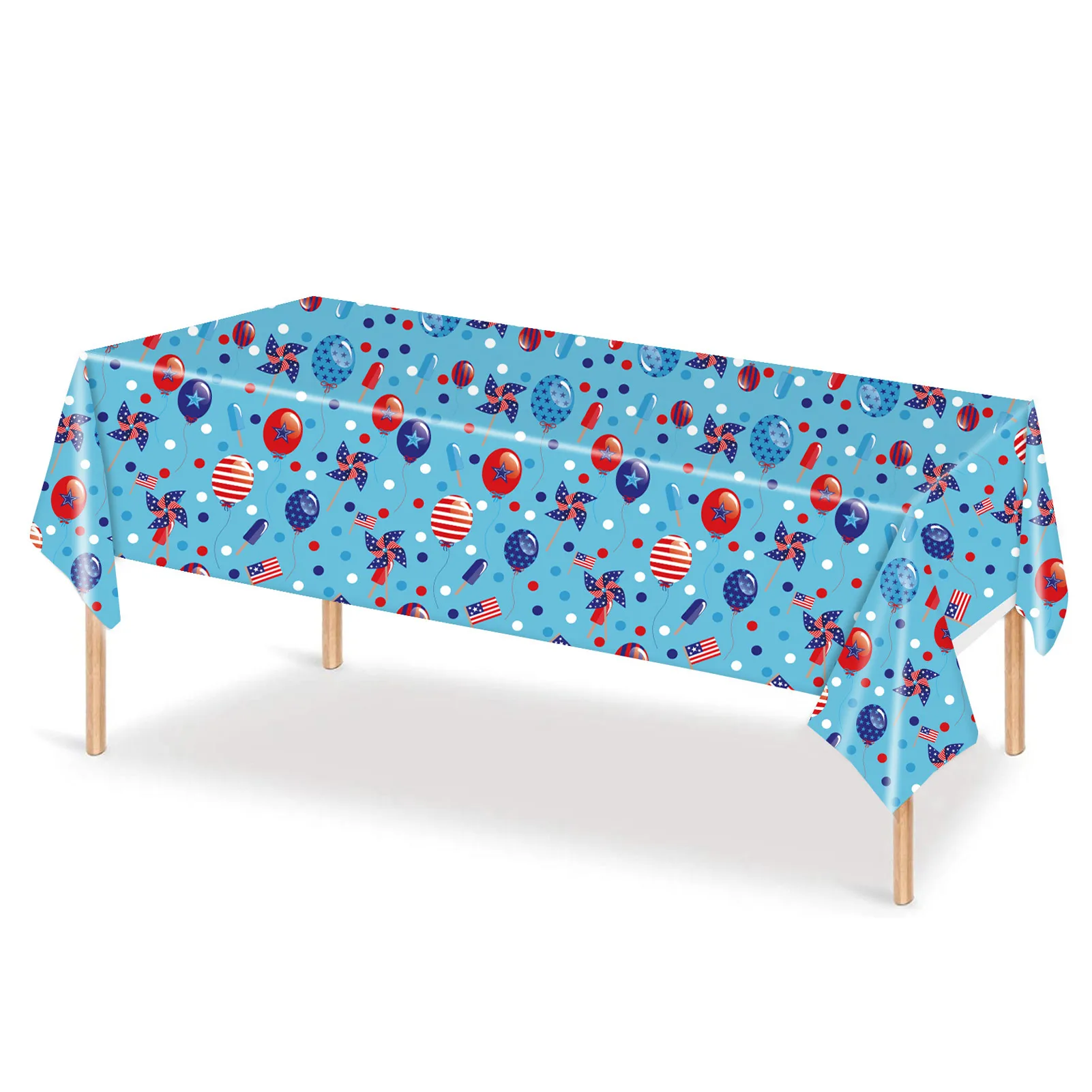 

4.5x9 Feet 4th Of July Table Cover Waterproof American Flag Table Cover For Fourth Of July Waterproof & Oil-resistant Table