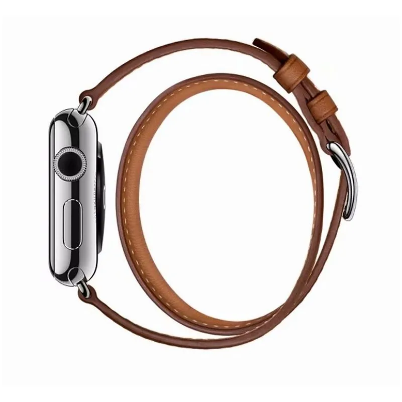 Double Tour Leather Loop for Apple Watch Strap 87654321 Ultra series Iwatch Band 49mm 45mm 44mm 42mm 38mm 40mm 41mm enlarge