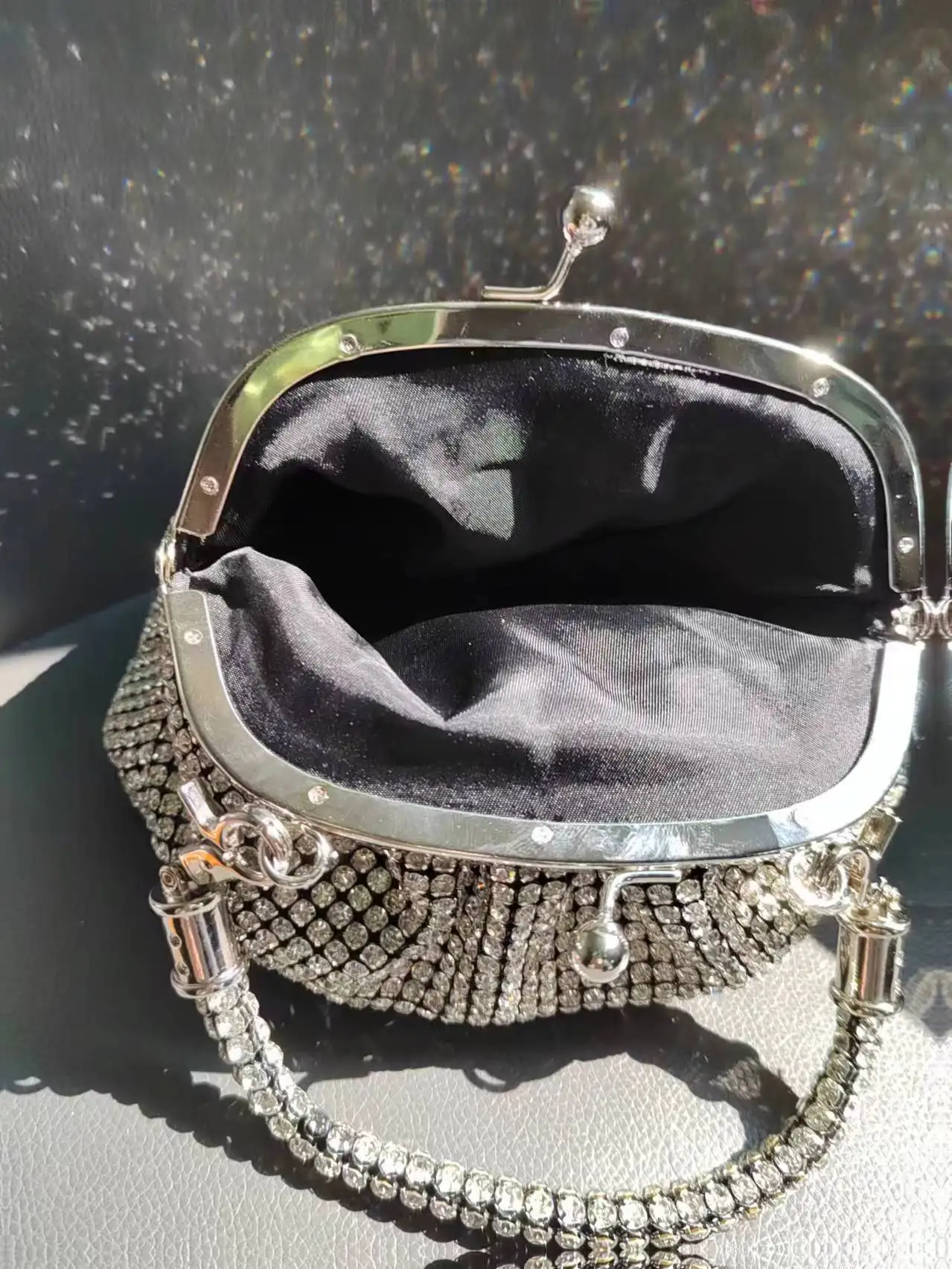 2024 Блестящий серебряный клатч Diomand кошелек свадебная сумка сверкающие сумки